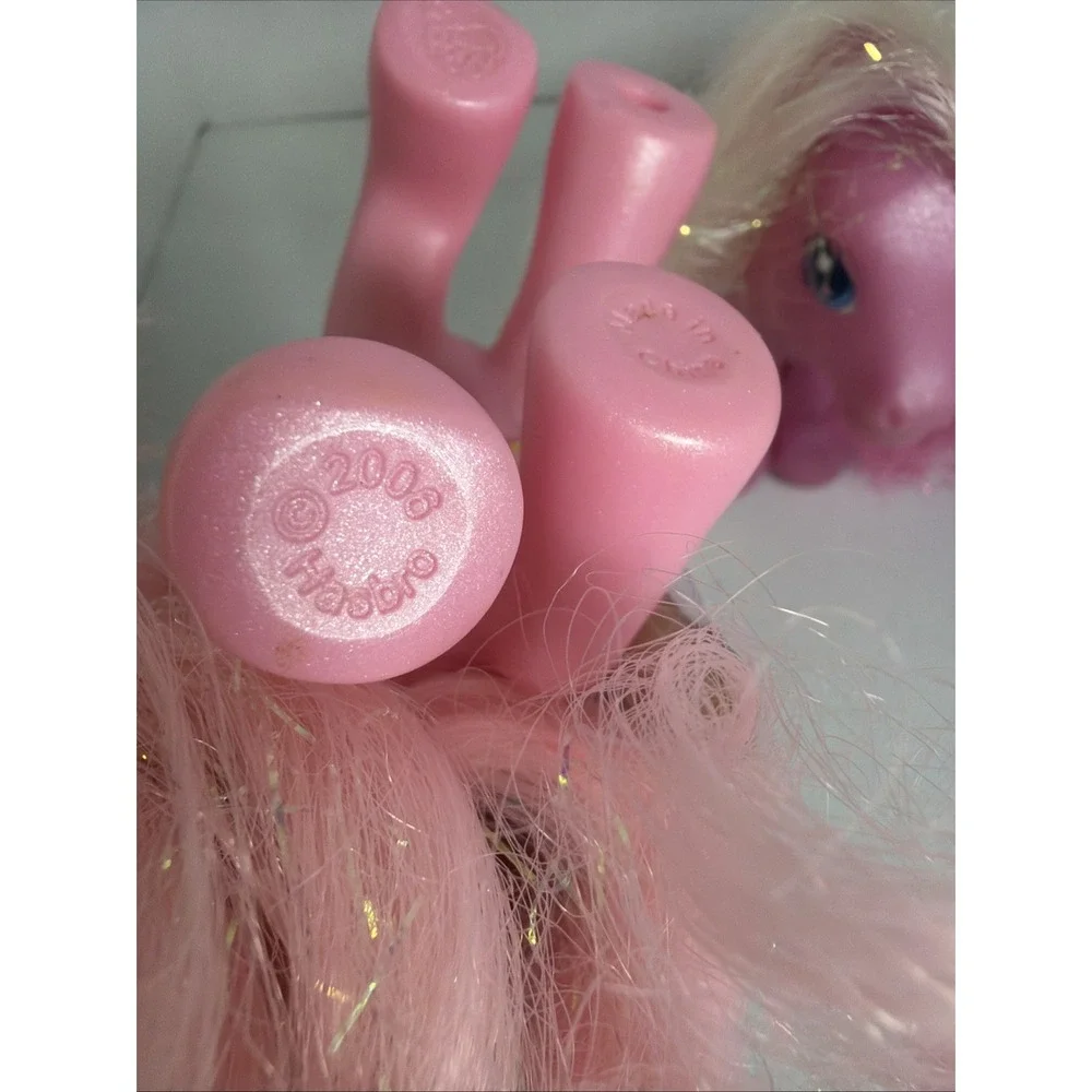 My Little Pony G3 Figure Lot ©2004 Hasbro Pink & Purple Ponies Tinsel Hair‎